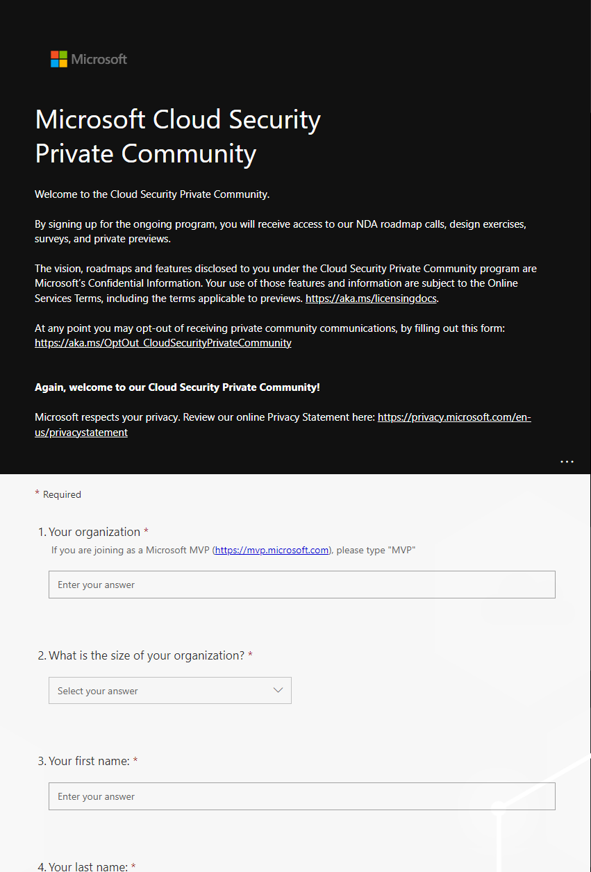 Join the Microsoft Cloud Security 
Private Community